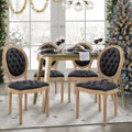French Louis Button-Tufted Oval Back Dining Chair Nailhead Trim Set of 6