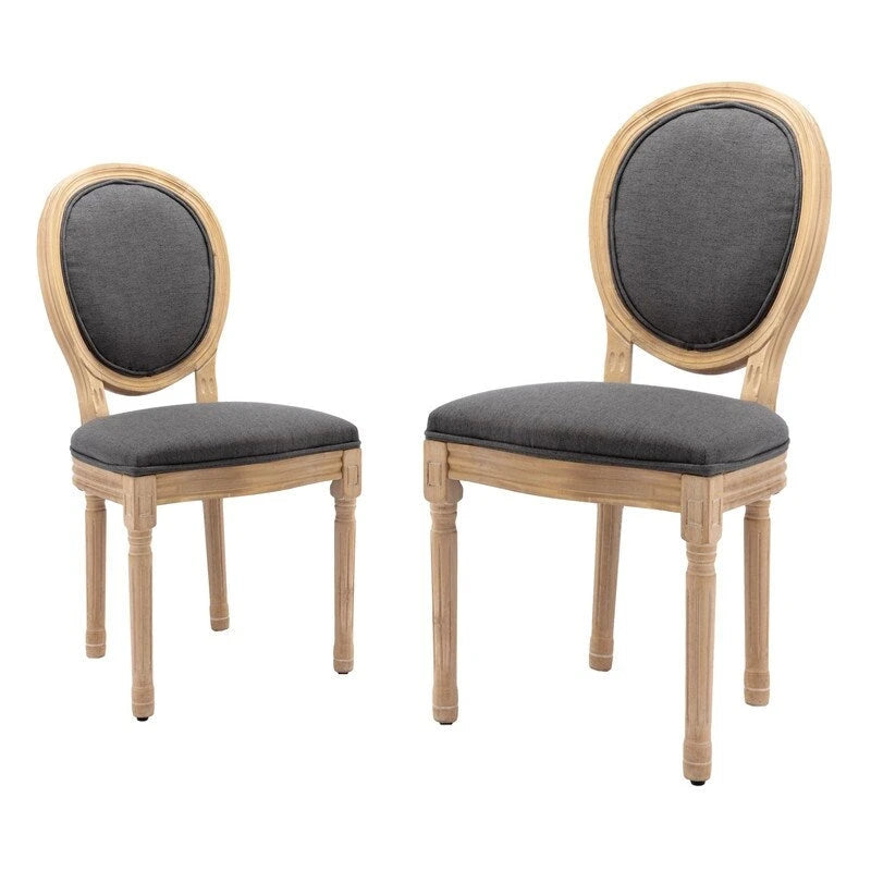 French Louis Button-Tufted Oval Back Dining Chair Nailhead Trim Set of 6