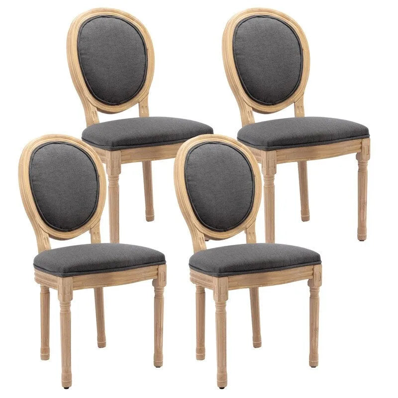French Louis Button-Tufted Oval Back Dining Chair Nailhead Trim Set of 6