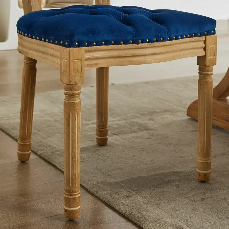 French Louis Button-Tufted Oval Back Dining Chair Nailhead Trim Set of 6
