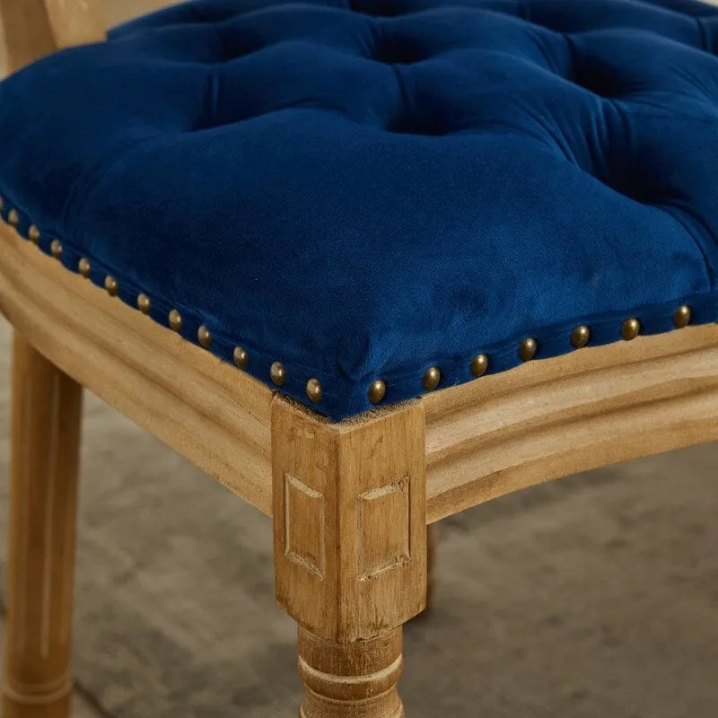 French Louis Button-Tufted Oval Back Dining Chair Nailhead Trim Set of 6