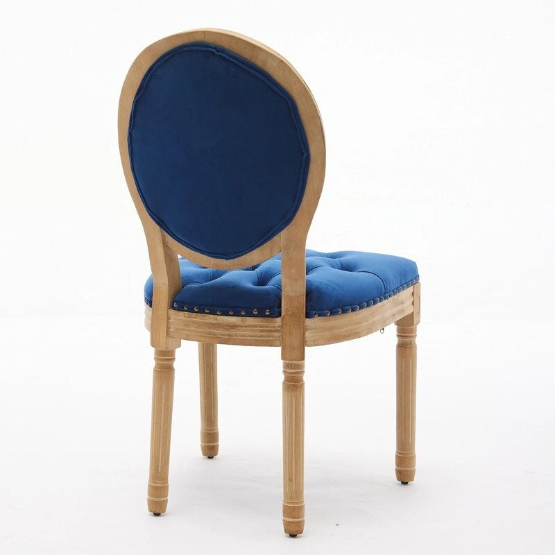 French Louis Button-Tufted Oval Back Dining Chair Nailhead Trim Set of 6