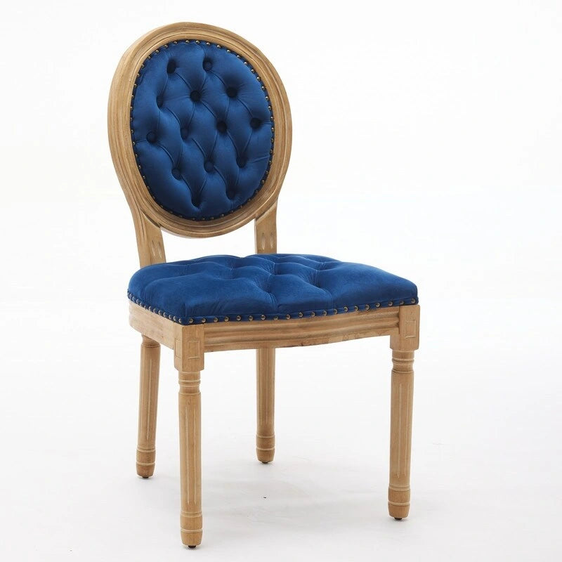 French Louis Button-Tufted Oval Back Dining Chair Nailhead Trim Set of 6
