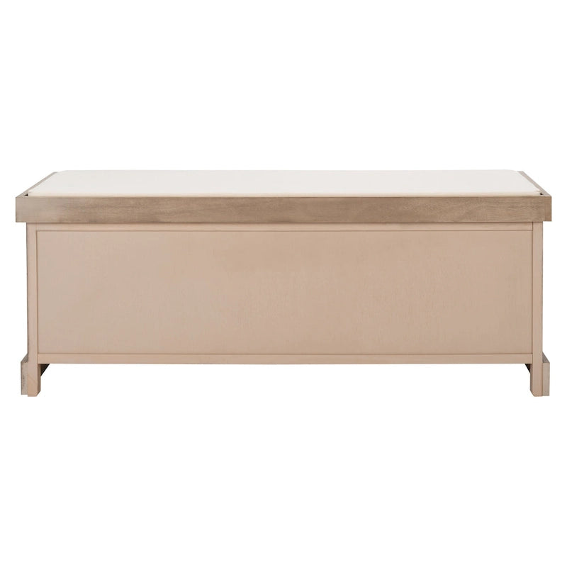47-Inch Storage Bench Cushion Top 3 Wicker Basket Drawers Farmhouse Entryway