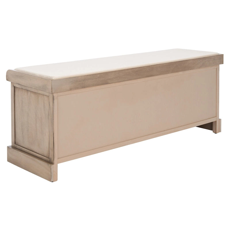 47-Inch Storage Bench Cushion Top 3 Wicker Basket Drawers Farmhouse Entryway