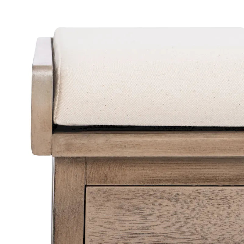47-Inch Storage Bench Cushion Top 3 Wicker Basket Drawers Farmhouse Entryway