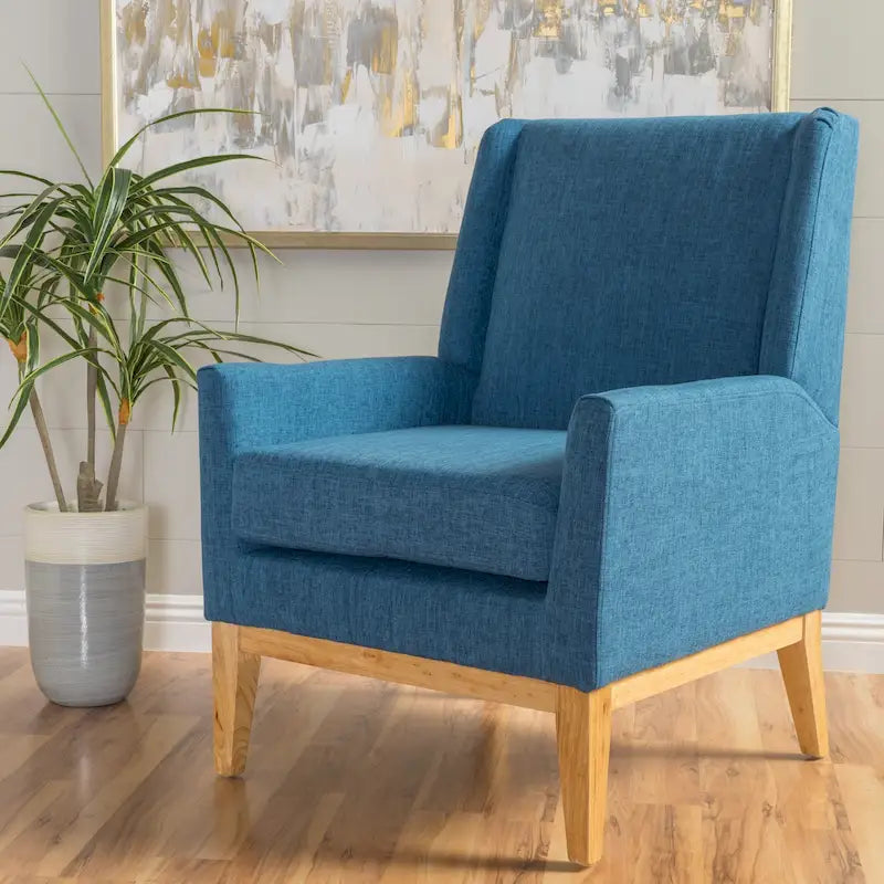 Poltrona decorativa imbottita moderna stile metà secolo, gambe in legno di betulla, multicolore