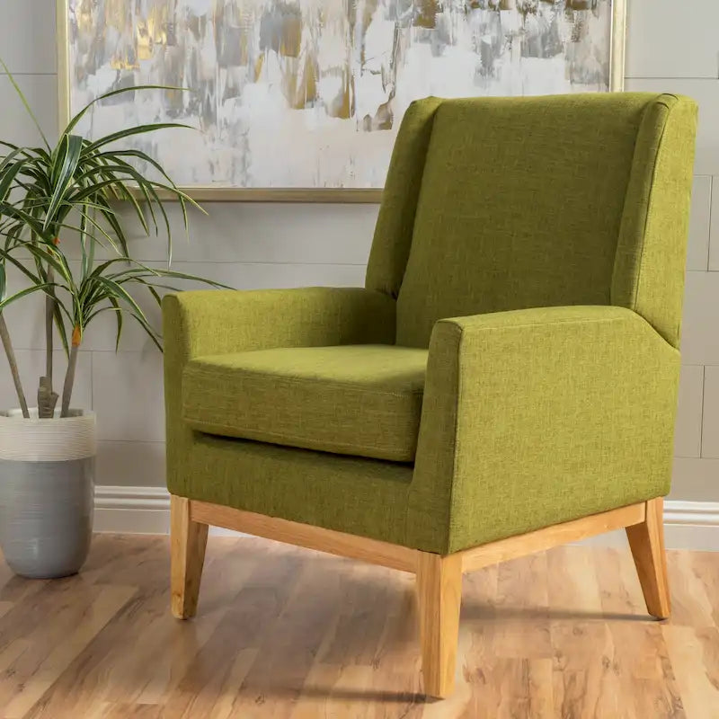 Poltrona decorativa imbottita moderna stile metà secolo, gambe in legno di betulla, multicolore
