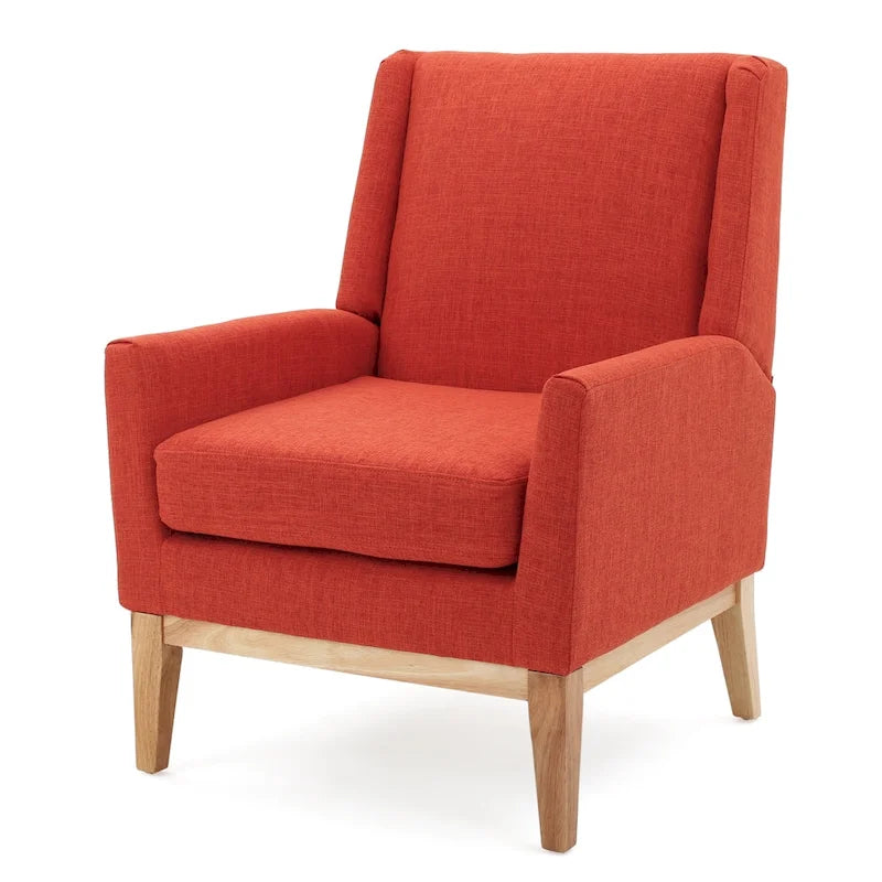 Gepolsterter Mid-Century-Akzentsessel mit Beinen aus Birkenholz, mehrfarbig