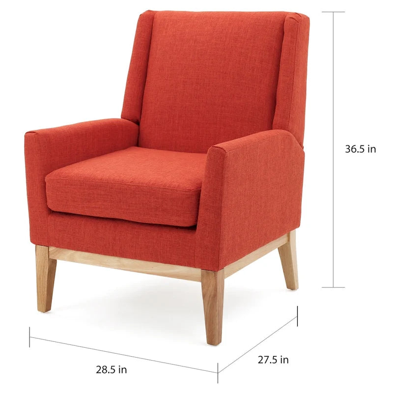 Gepolsterter Mid-Century-Akzentsessel mit Beinen aus Birkenholz, mehrfarbig