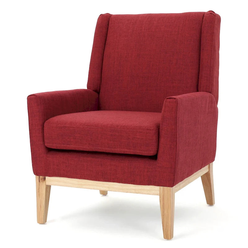 Gepolsterter Mid-Century-Akzentsessel mit Beinen aus Birkenholz, mehrfarbig