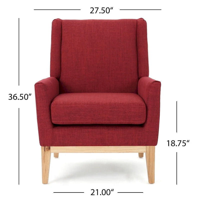 Gepolsterter Mid-Century-Akzentsessel mit Beinen aus Birkenholz, mehrfarbig