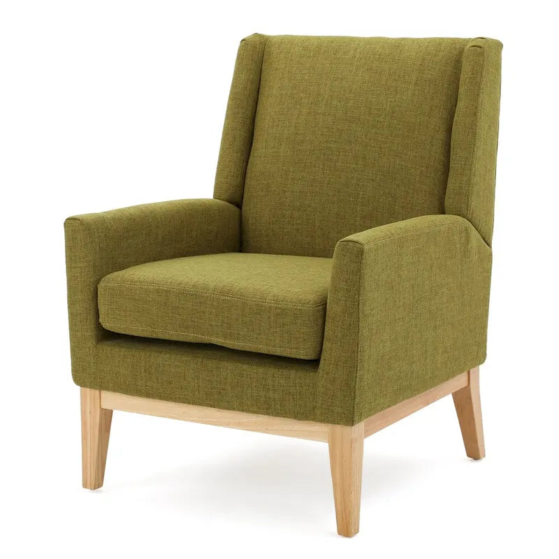 Gepolsterter Mid-Century-Akzentsessel mit Beinen aus Birkenholz, mehrfarbig