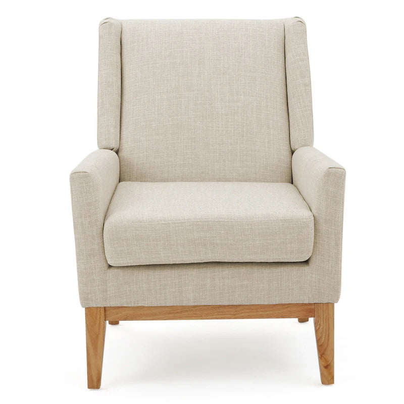 Gepolsterter Mid-Century-Akzentsessel mit Beinen aus Birkenholz, mehrfarbig