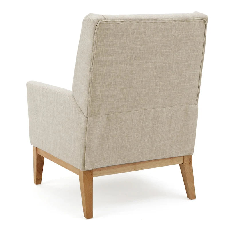 Gepolsterter Mid-Century-Akzentsessel mit Beinen aus Birkenholz, mehrfarbig