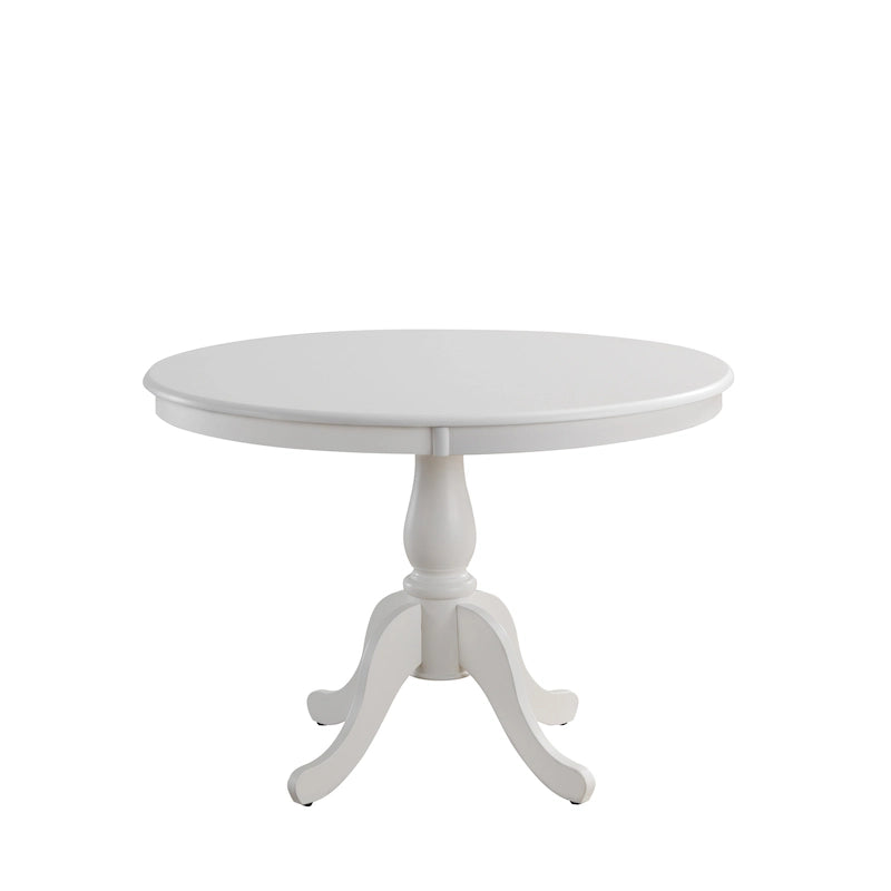 Tavolo da pranzo rotondo con base centrale, finitura anticata, legno MDF, espresso, nero e bianco