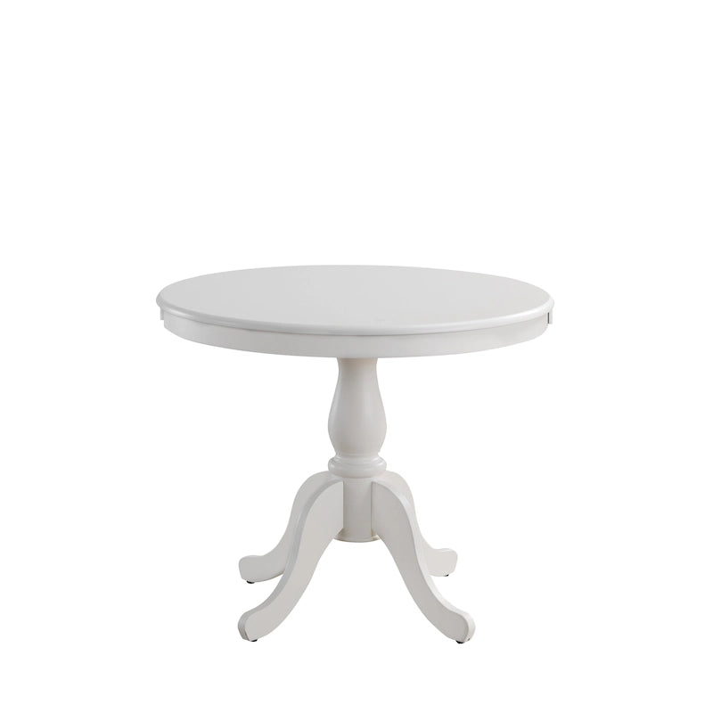 Tavolo da pranzo rotondo con base centrale, finitura anticata, legno MDF, espresso, nero e bianco