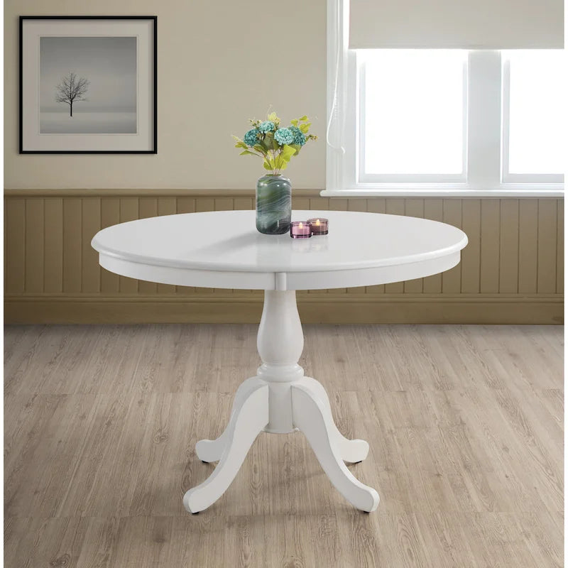 Round Pedestal Dining Table Antique Finish Wood MDF Espresso Black White