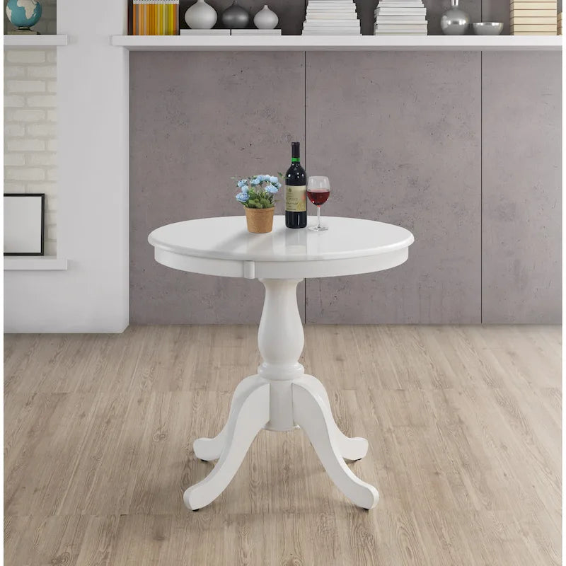 Round Pedestal Dining Table Antique Finish Wood MDF Espresso Black White