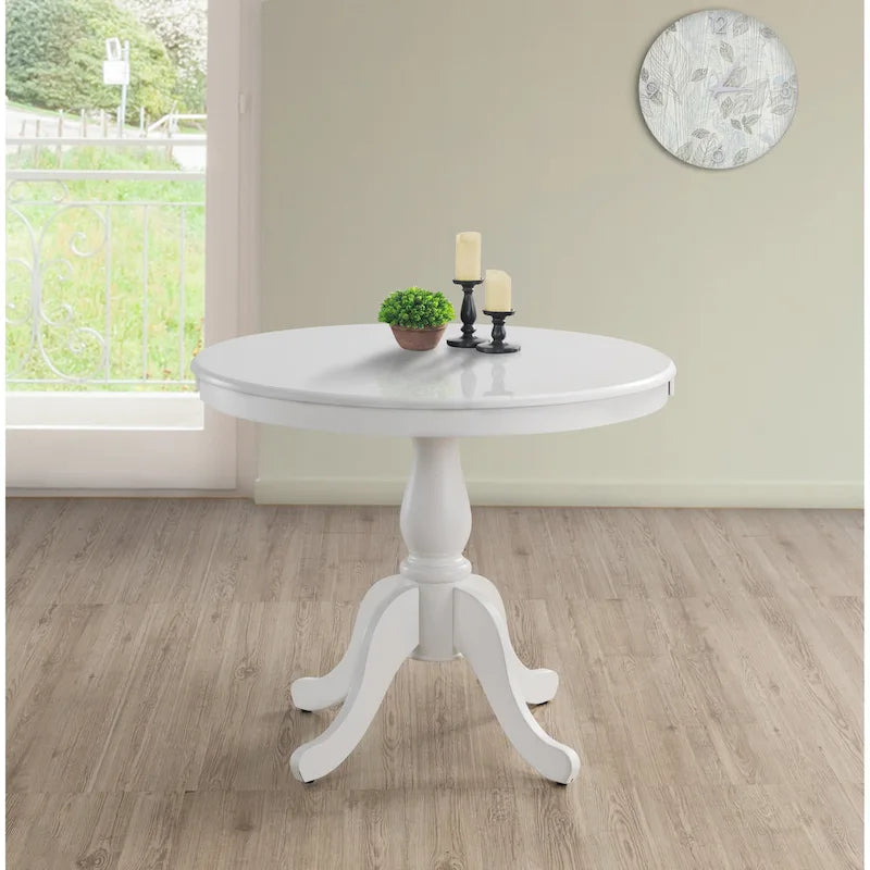 Round Pedestal Dining Table Antique Finish Wood MDF Espresso Black White