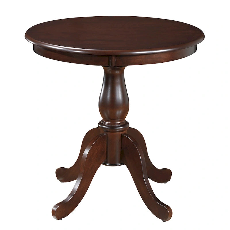 Round Pedestal Dining Table Antique Finish Wood MDF Espresso Black White