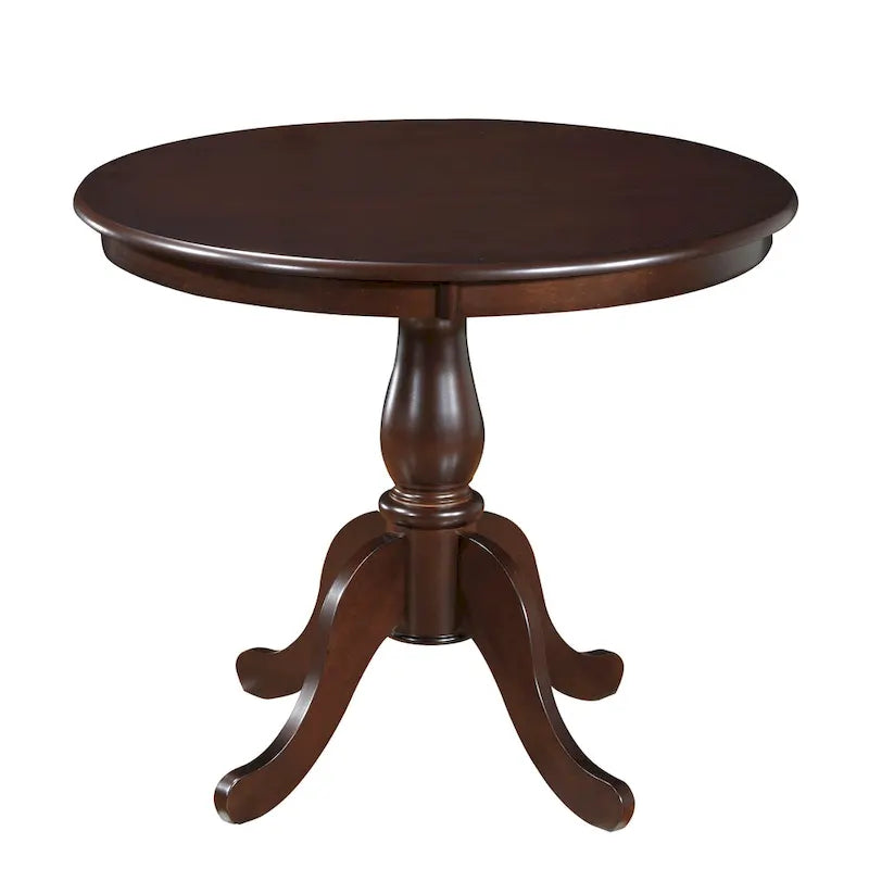 Round Pedestal Dining Table Antique Finish Wood MDF Espresso Black White