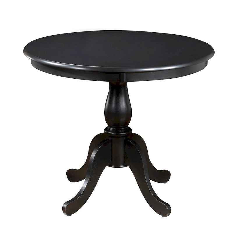 Round Pedestal Dining Table Antique Finish Wood MDF Espresso Black White