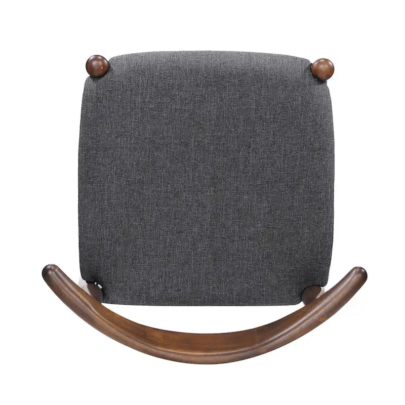 Mid-Century Upholstered Dining Chair Cow-Horn Back Rubberwood Set of 2