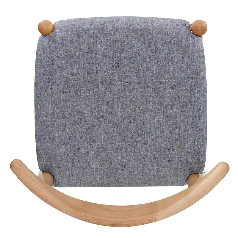 Mid-Century Upholstered Dining Chair Cow-Horn Back Rubberwood Set of 2