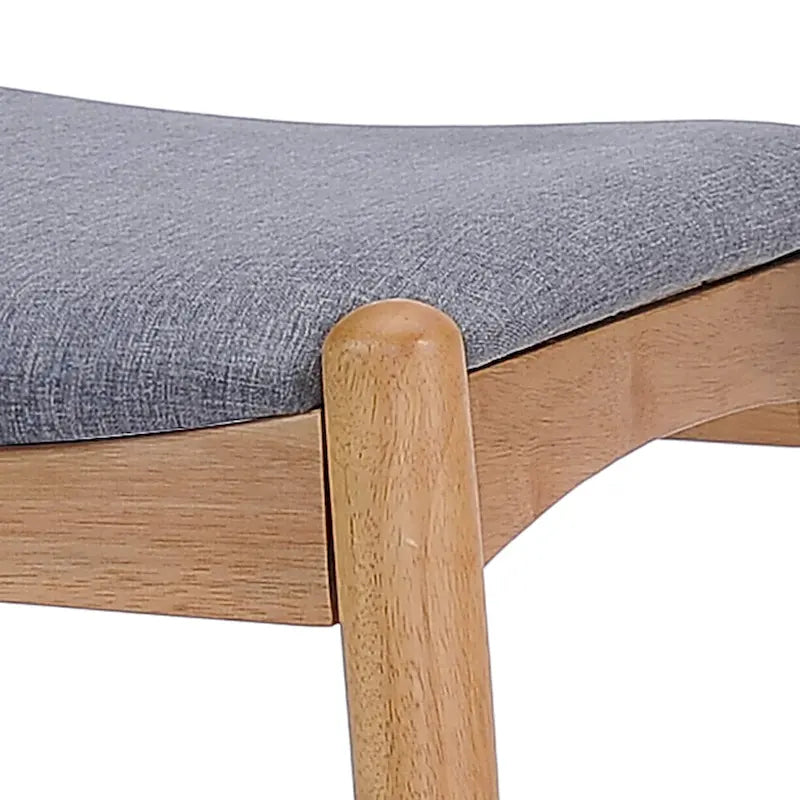 Mid-Century Upholstered Dining Chair Cow-Horn Back Rubberwood Set of 2