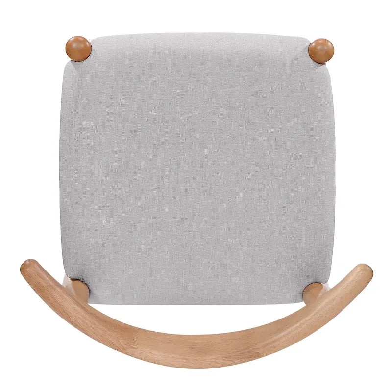 Mid-Century Upholstered Dining Chair Cow-Horn Back Rubberwood Set of 2