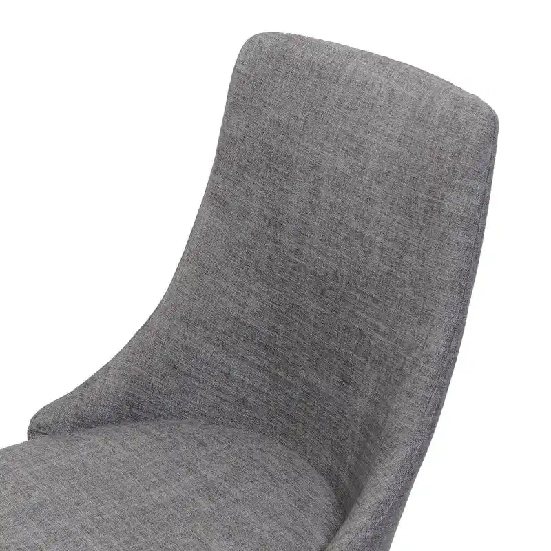 Mid-Century Dining Chair Set of 2 Barrel Back Fabric Walnut-Finish Tapered Legs