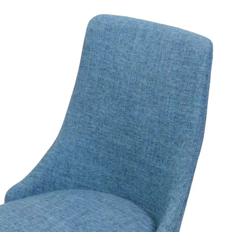 Mid-Century Dining Chair Set of 2 Barrel Back Fabric Walnut-Finish Tapered Legs