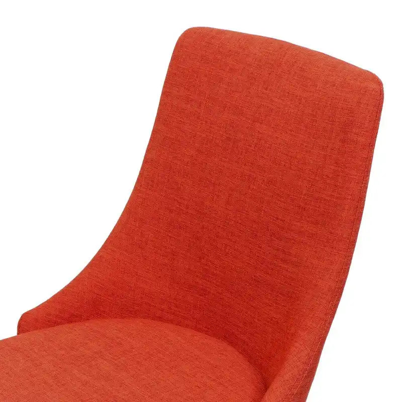 Mid-Century Dining Chair Set of 2 Barrel Back Fabric Walnut-Finish Tapered Legs