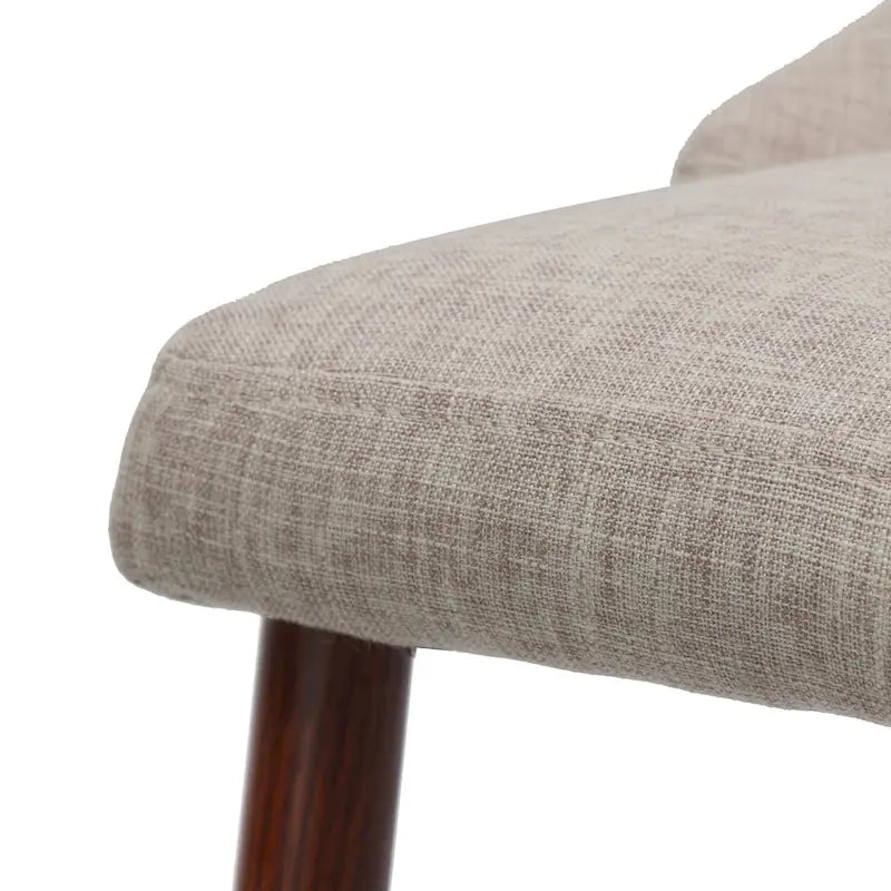 Mid-Century Dining Chair Set of 2 Barrel Back Fabric Walnut-Finish Tapered Legs