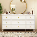 63-Inch 9-Drawer Bedroom Dresser Gold Knobs Turned Legs Lacquer Finish