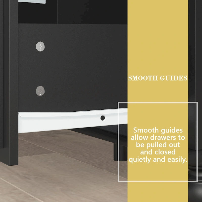 63-Inch 9-Drawer Bedroom Dresser Gold Knobs Turned Legs Lacquer Finish
