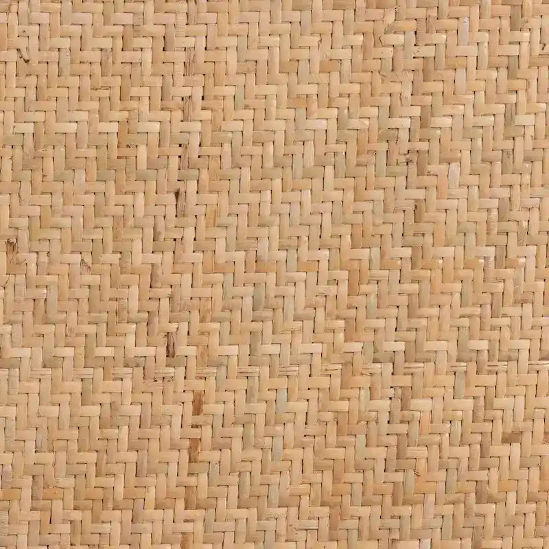 Mid-Century Woven Rattan Counter Stool Beech Wood Frame Footrest Beige