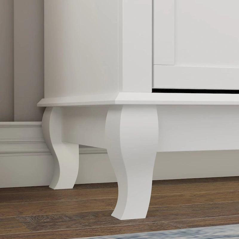 6-Drawer Wide Dresser CARB P2 MDF Lacquer Finish Curved Legs White Black
