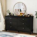 6-Drawer Wide Dresser CARB P2 MDF Lacquer Finish Curved Legs White Black