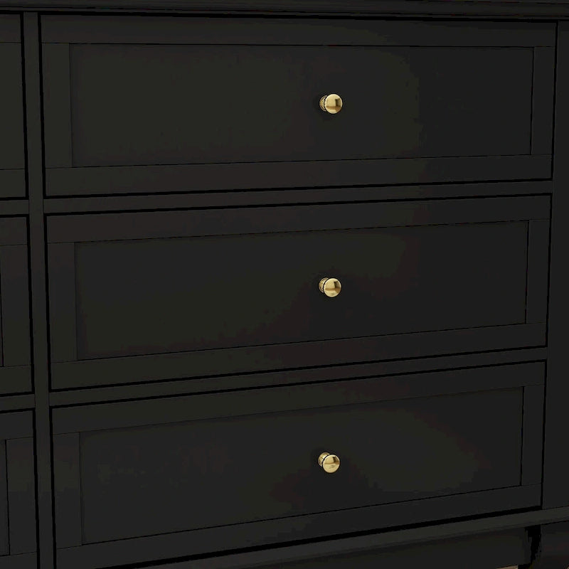 6-Drawer Wide Dresser CARB P2 MDF Lacquer Finish Curved Legs White Black