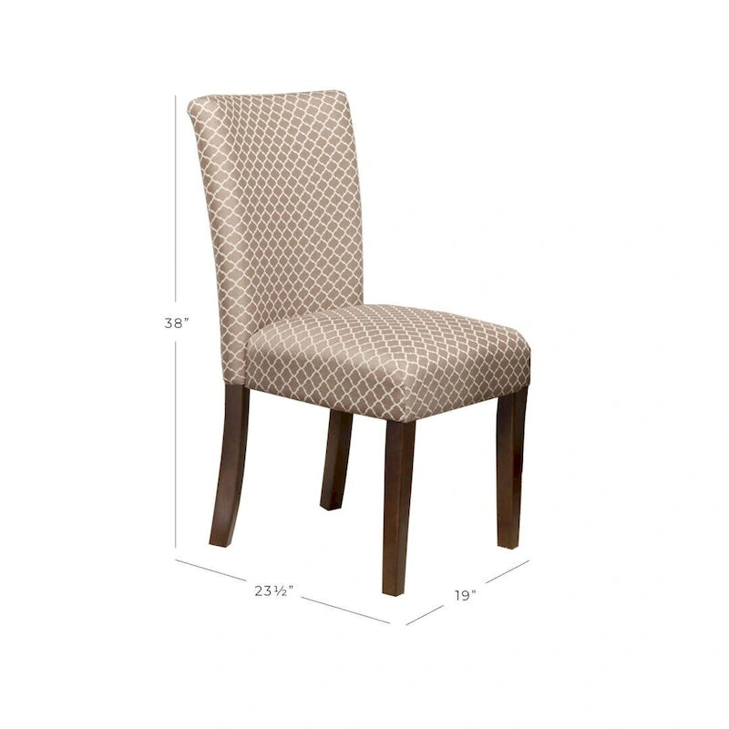 Parsons Dining Chair Quatrefoil Print Full Wrap Upholstery Wood Legs Set of 2