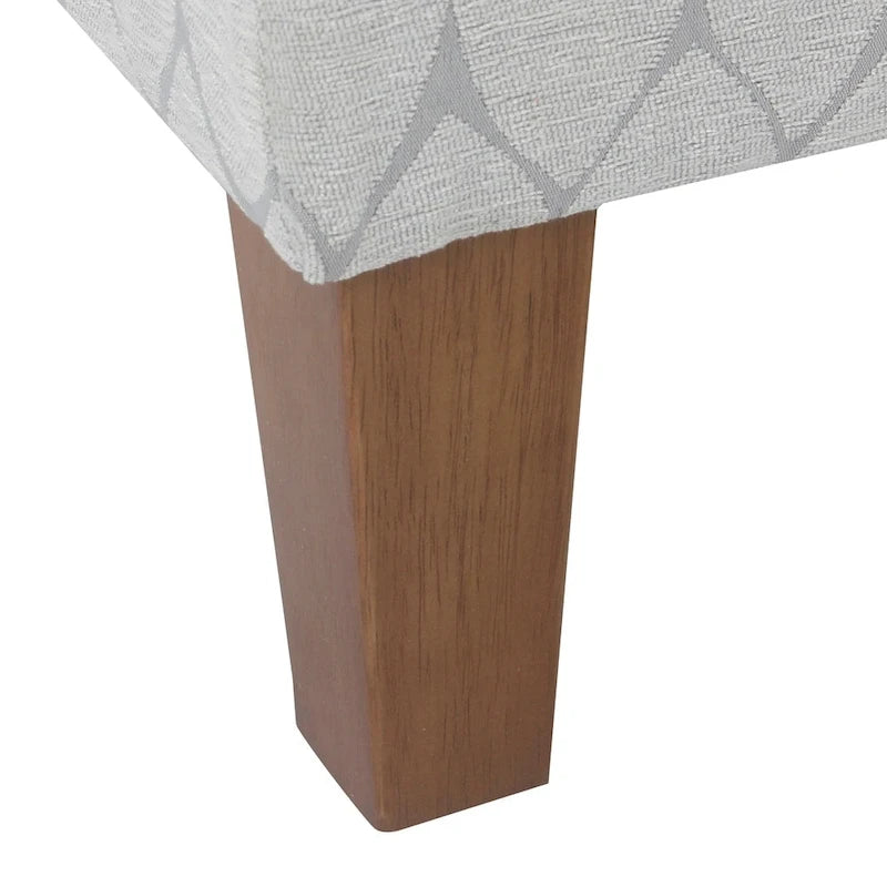 Aufbewahrungsbank mit geometrischem Chenillebezug, Klappdeckel und Beinen in Honigeiche, 91,4 cm
