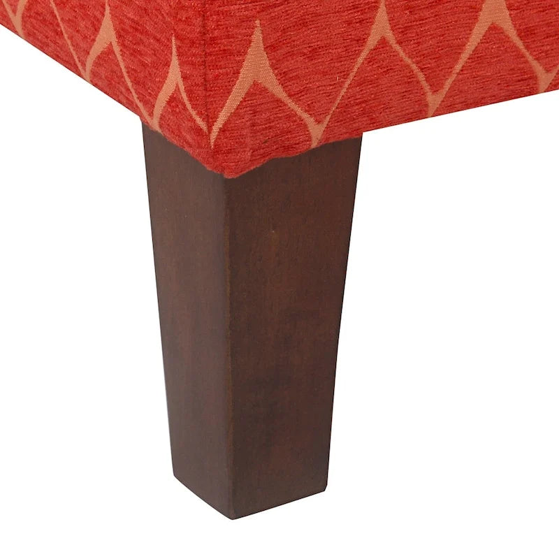 Storage Bench Geometric Chenille Upholstery Hinged Lid Honey Oak Legs 36-Inch