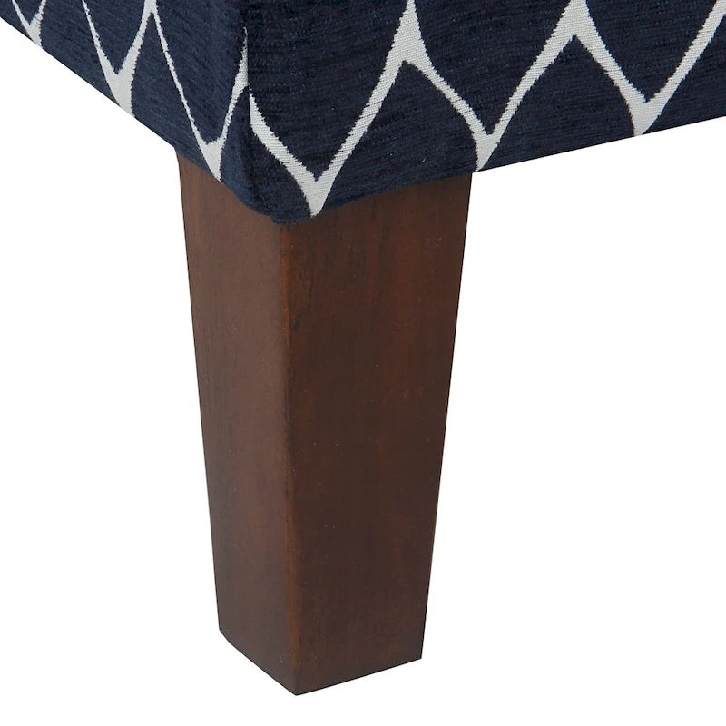 Storage Bench Geometric Chenille Upholstery Hinged Lid Honey Oak Legs 36-Inch