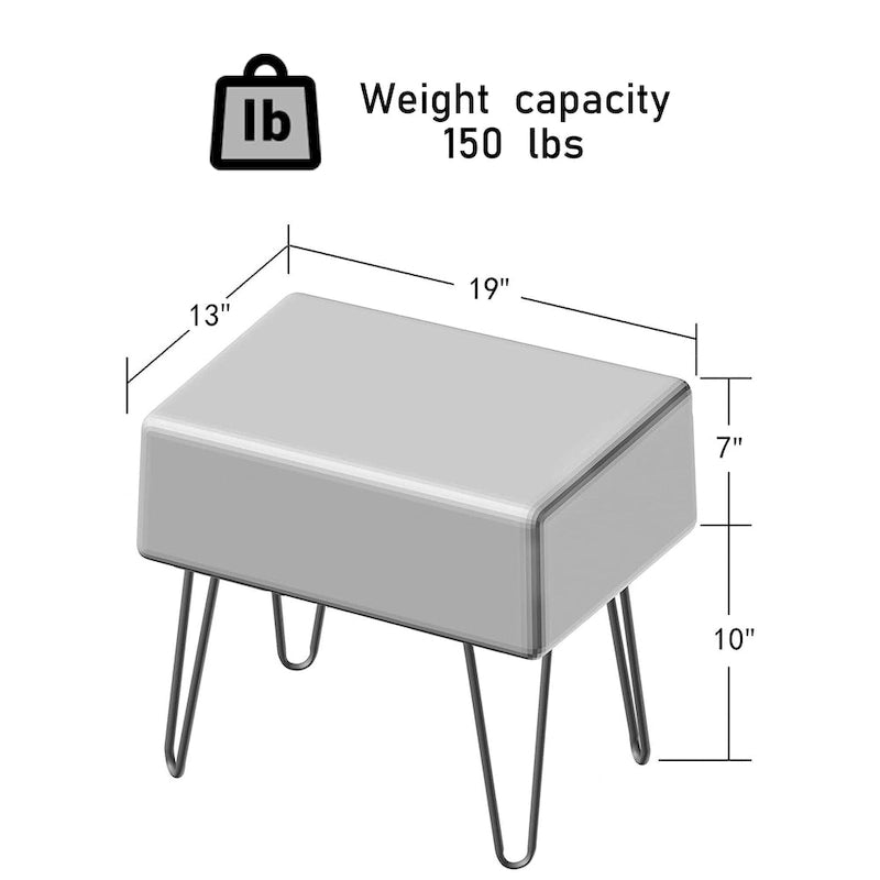 Velvet Upholstered Ottoman Footrest Hairpin Metal Legs Multi-Color 15 Options