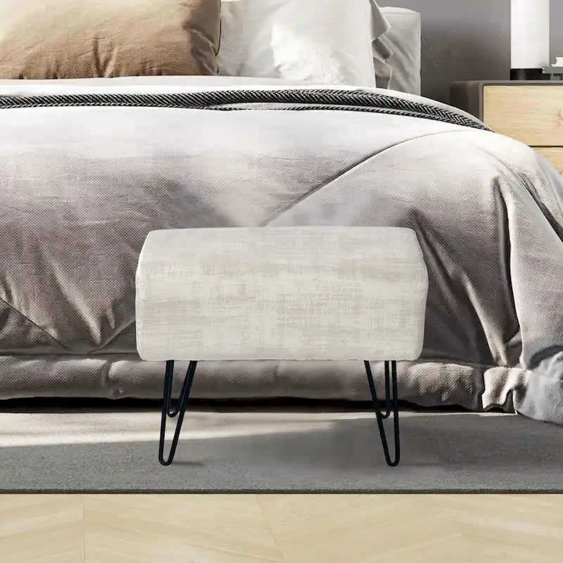 Velvet Upholstered Ottoman Footrest Hairpin Metal Legs Multi-Color 15 Options