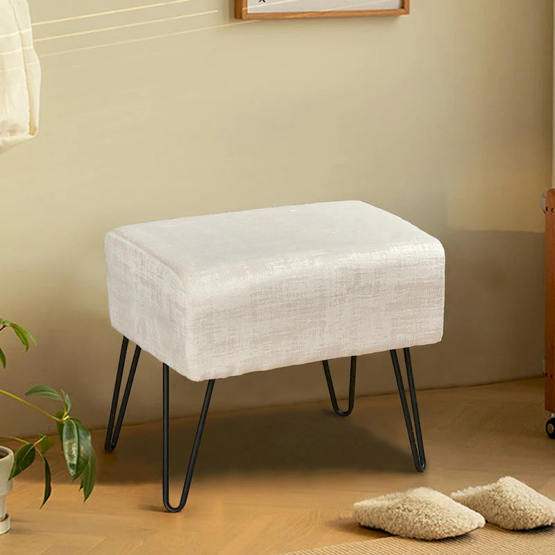 Velvet Upholstered Ottoman Footrest Hairpin Metal Legs Multi-Color 15 Options