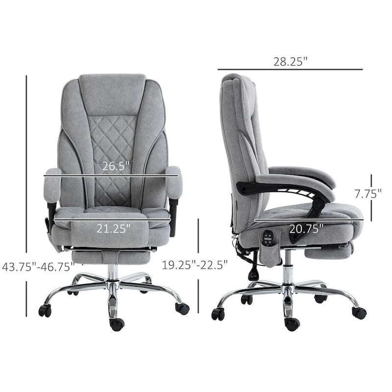 Massage Office Chair 6-Point Vibration Lumbar Heat Footrest 135° Recline High Back