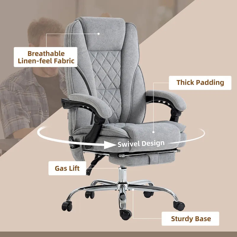 Massage Office Chair 6-Point Vibration Lumbar Heat Footrest 135° Recline High Back